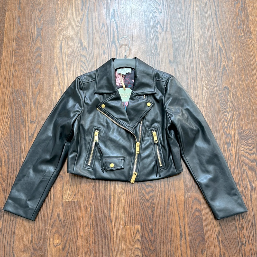 RYEGRASS vegan leather motorcycle jacket Size Medium